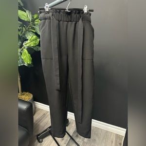 Black high/tie waist dress pants